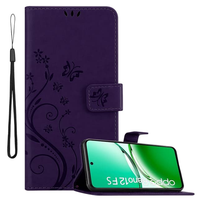 Oppo Reno 12 FS Plånboksfodral Skal Blommor (Violett)