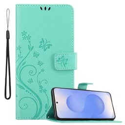 Samsung Galaxy S25 Pungetui Cover Blomster (Turkis)