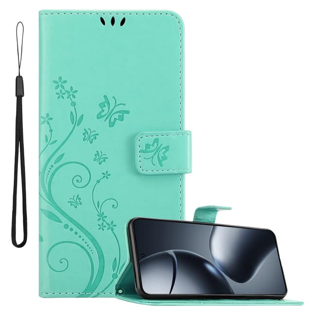 Xiaomi 14T Pro Pungetui Cover Blomster (Turkis)