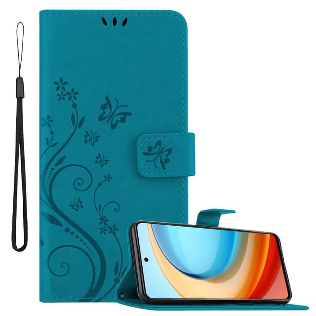 ZTE Blade A75 5G Pungetui Cover Blomster (Blå)
