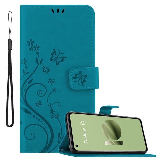 Asus Zenfone 10 Pungetui Cover Blomster (Blå)
