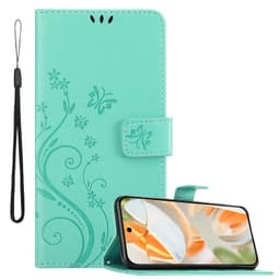 Google Pixel 9 PRO Pungetui Cover Blomster (Turkis)