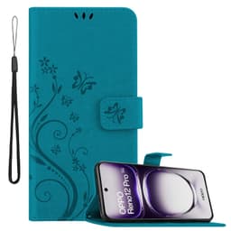 Oppo Reno 12 Pro lommebokdeksel Blomster (Blå)