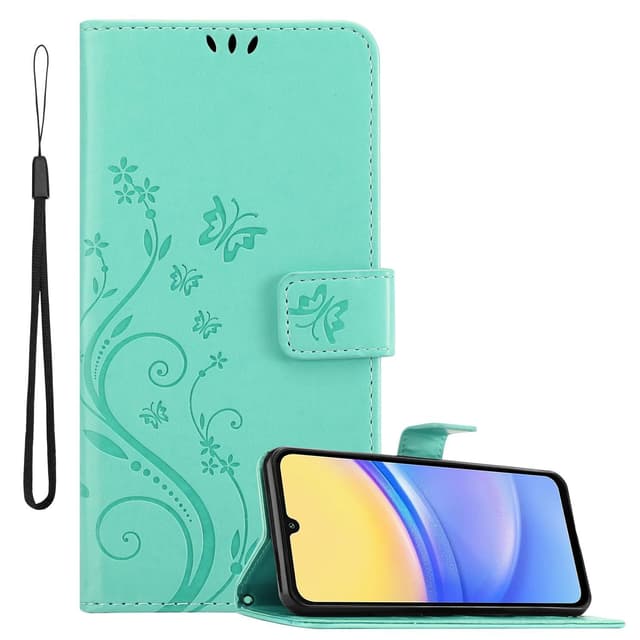 Samsung Galaxy A16 Plånboksfodral Skal Blommor (Turkos)