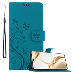 Honor 200 Pro Suojakuori Lompakkokotelo Kukka (Sininen)