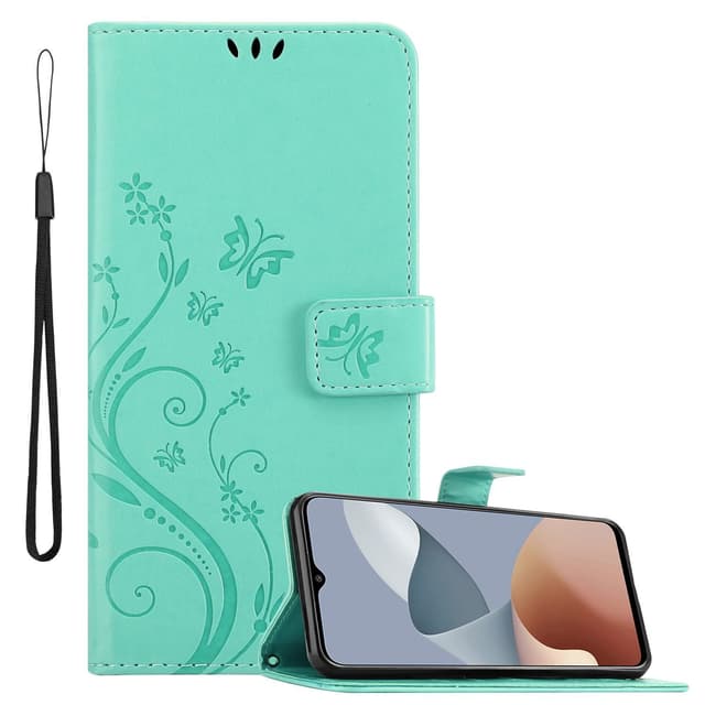 ZTE Blade A73 4G Pungetui Cover Blomster (Turkis)