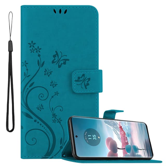 Motorola Edge 40 Neo Pungetui Cover Blomster (Blå)