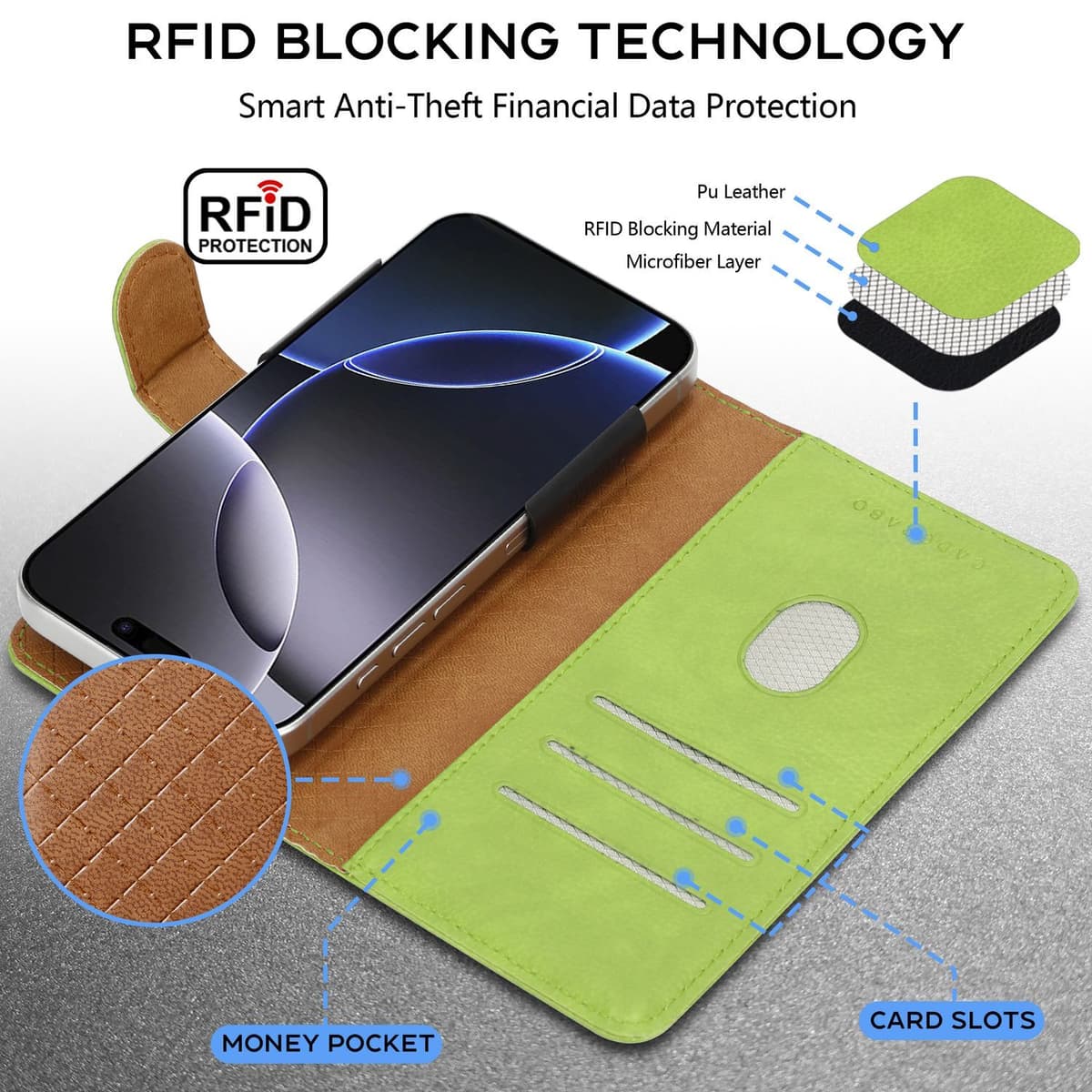 Etui Portefeuille Cuir Synthétique Vert Pour Motorola G8 Power - Neuf, Fermeture Aimant, Thème E.T.