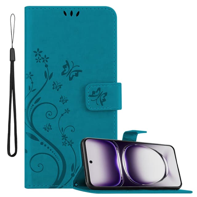 Oppo Reno 12 Pungetui Cover Blomster (Blå)