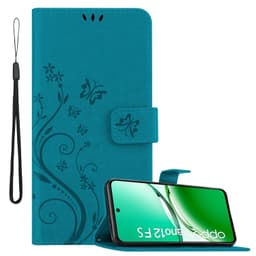 Oppo Reno 12 FS lommebokdeksel Blomster (Blå)