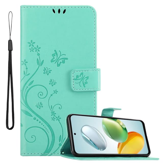Honor 200 Smart Pungetui Cover Blomster (Turkis)