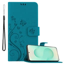 Samsung Galaxy S25 Plus Pungetui Cover Blomster (Blå)