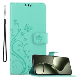 Xiaomi 14T lommebokdeksel Blomster (Turkis)