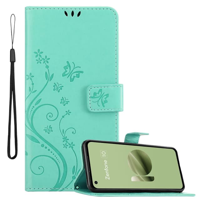 Asus Zenfone 10 Pungetui Cover Blomster (Turkis)