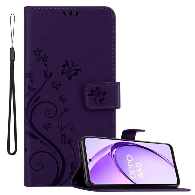 Oppo A40 lommebokdeksel Blomster (Lilla)