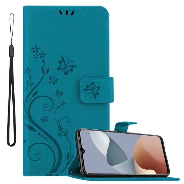 ZTE Blade A73 4G Plånboksfodral Skal Blommor (Blå)