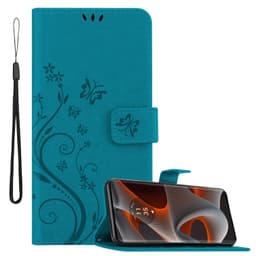 Motorola Moto Edge 50 Pro Pungetui Cover Blomster (Blå)