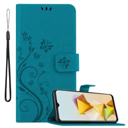 ZTE Blade A73 5G Pungetui Cover Blomster (Blå)
