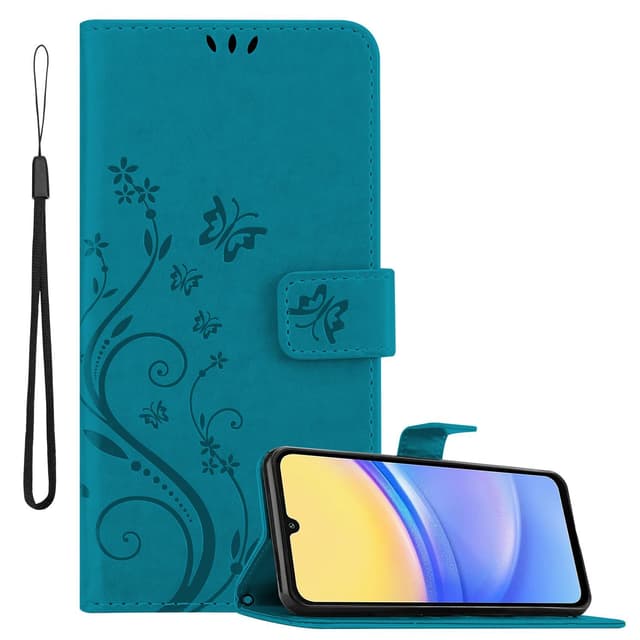 Samsung Galaxy A16 Plånboksfodral Skal Blommor (Blå)