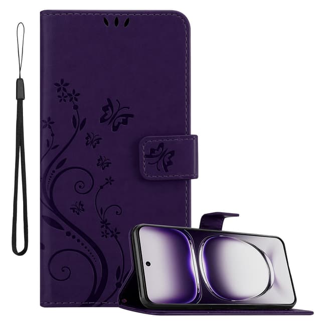 Oppo Reno 12 Pungetui Cover Blomster (Lilla)