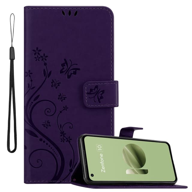 Asus Zenfone 10 Pungetui Cover Blomster (Lilla)