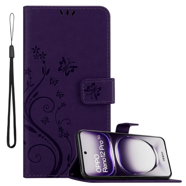 Oppo Reno 12 Pro Pungetui Cover Blomster (Lilla)