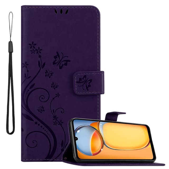 Xiaomi Redmi 13C Pungetui Cover Blomster (Lilla)
