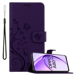 Oppo A80 Plånboksfodral Skal Blommor (Violett)
