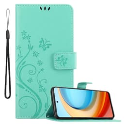ZTE Blade A75 5G lommebokdeksel Blomster (Turkis)