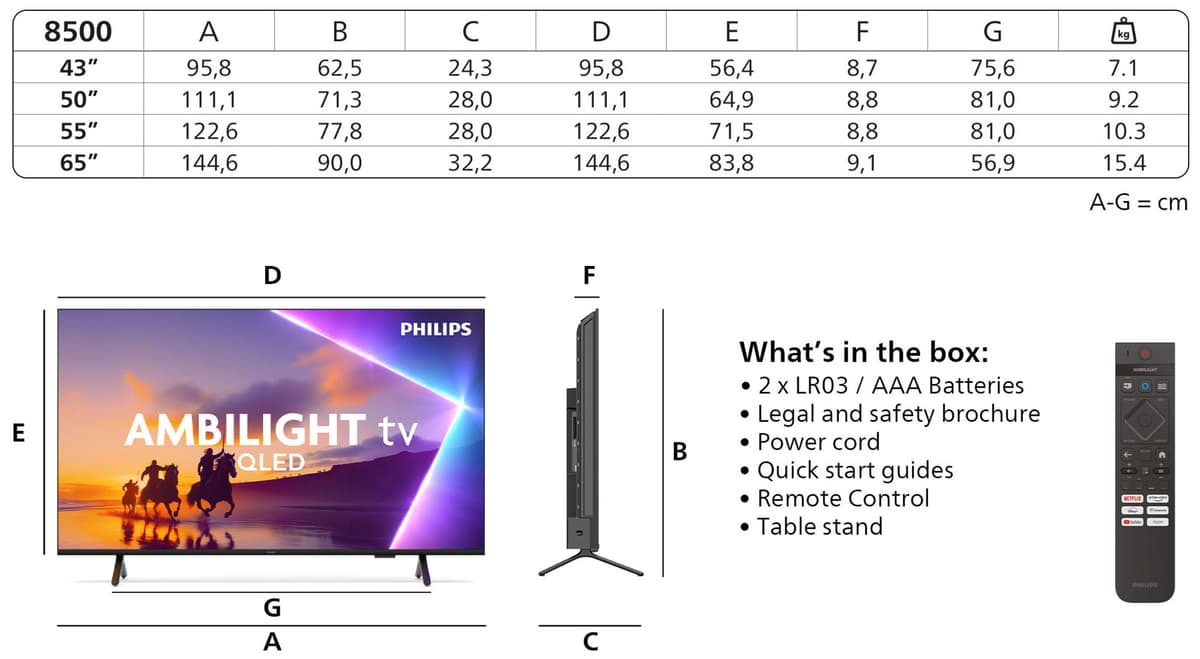 Philips 65 tommer PUS8500 4K QLED Smart TV – billede 3