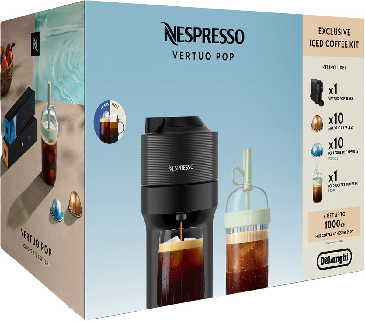 Nespresso Vertuo Pop Iced verdipakke fra DeLonghi ENV90.B (sort ...