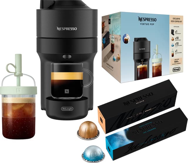 Nespresso Vertuo Pop Iced værdipakke fra DeLonghi ENV90.B (sort)