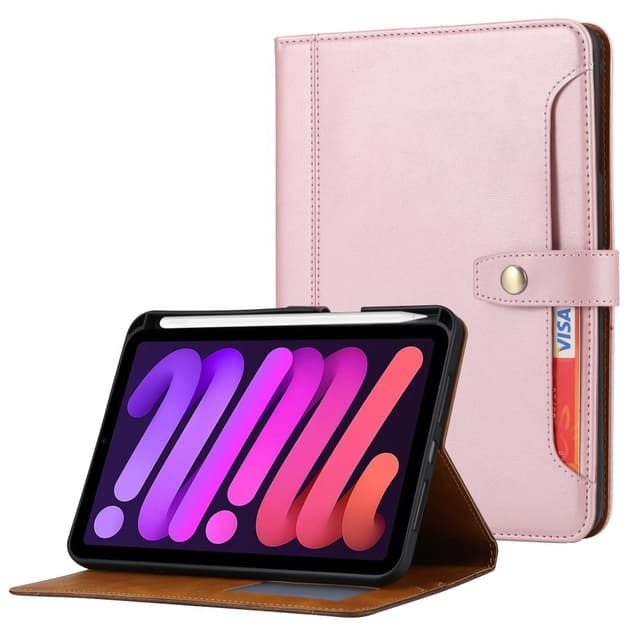SKALO iPad 11"" (2025) PU-Läder Plånboksfodral med Penn Hållare - Rosa