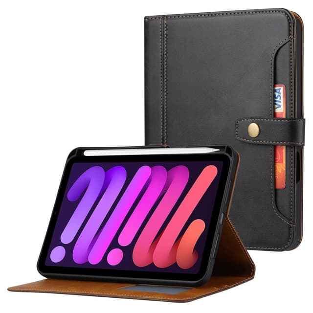 SKALO iPad 11"" (2025) PU-Läder Plånboksfodral med Pennhållare - Svart