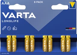 Varta Longlife AAA batteri (8-pakk)