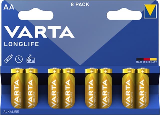 Varta Longlife AA-batterier (8-pak)