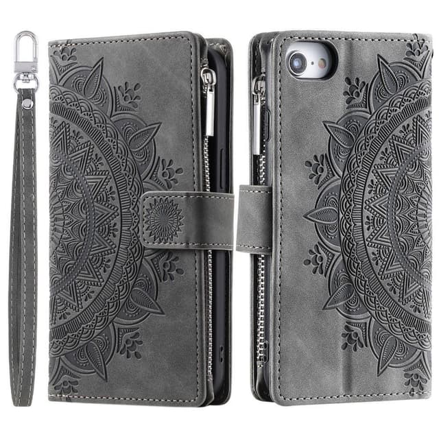 For iPhone 16e  Lommebok Deksel Shell Mandala Blomstermønster