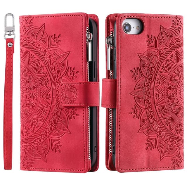 For iPhone 16e  Lommebok Deksel Shell Mandala Blomstermønster