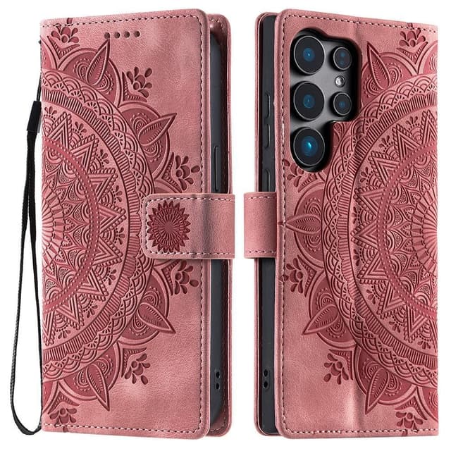 For Samsung Galaxy S25 Ultra Lommebok Deksel Shell Mandala Blomstermønster