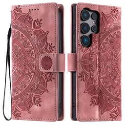 Samsung Galaxy S25 Ultra -lompakkokotelon kuoren kuoren Mandala-kukkakuvio