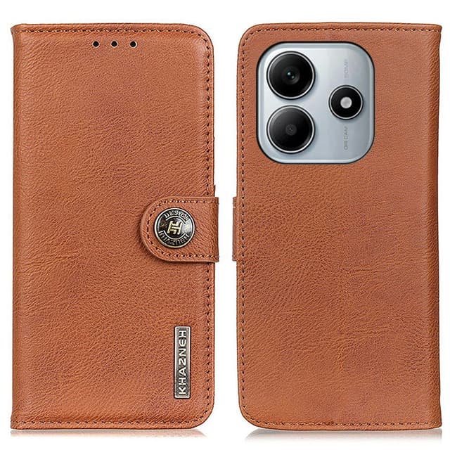 KHAZNEH Til Xiaomi Redmi Note 14 4G Mobiltelefonveske Kowhide Texture Wallet Case