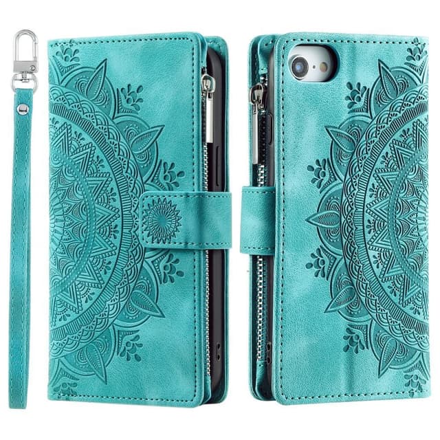 For iPhone 16e  Lommebok Deksel Shell Mandala Blomstermønster