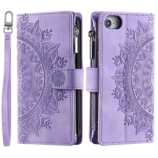 For iPhone 16e  Lommebok Deksel Shell Mandala Blomstermønster