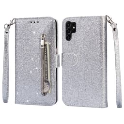 Samsung Galaxy S25 UltraTaittuva Glitter-Suojakotelo Vetoketjutaskulla – Hopea
