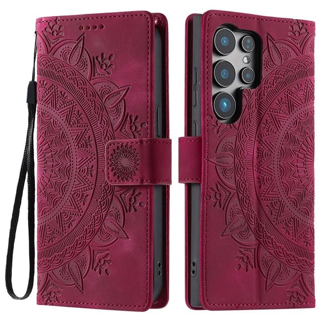 For Samsung Galaxy S25 Ultra Lommebok Deksel Shell Mandala Blomstermønster