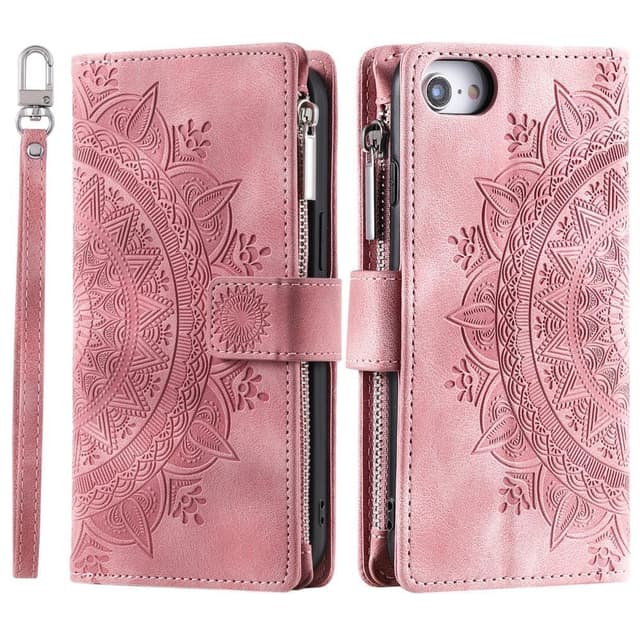 For iPhone 16e  Lommebok Deksel Shell Mandala Blomstermønster