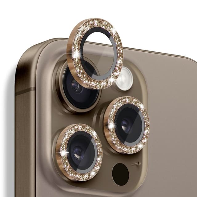 NORTHJO kameralinsedeksel med glitter til iPhone 16 Pro/16 Pro Max, herdet glass og metall