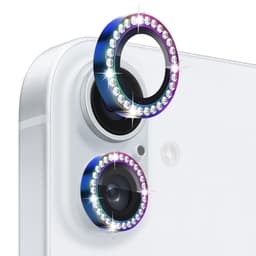 NORTHJO Kameralinsedeksel med Rhinestone til iPhone 16/16 Plus, herdet glass