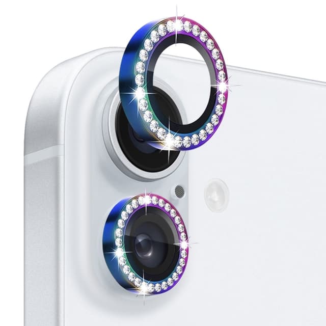 NORTHJO Kameralinsskydd med Strass för iPhone 16 / 16 Plus, Härdat Glas