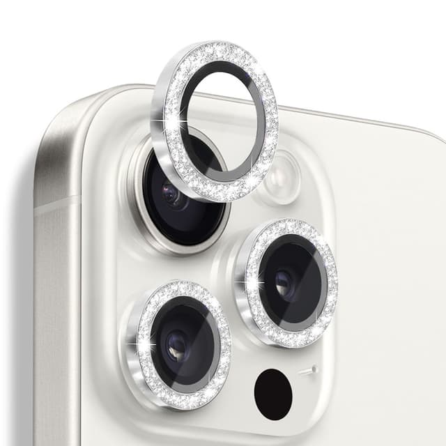 NORTHJO Kameralinsskydd med Glitter för iPhone 16 Pro / 16 Pro Max, Härdat Glas och Metall